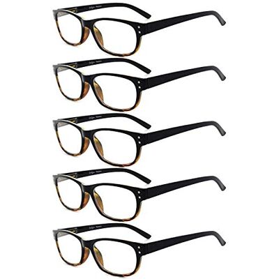 Eyekepper 5 Paia Occhiali da Lettura Vintage Lettori per Leggere Uomo Donna Lenti Trasparente Primavera Cerniere Nero/Giallo Diottria 0.75 Eyekepper 5 Paia Occhiali da Lettura Vintage Lettori per Leggere Uomo Donna Lenti Trasparente Primavera Cerniere Nero/Giallo Diottria 0.75