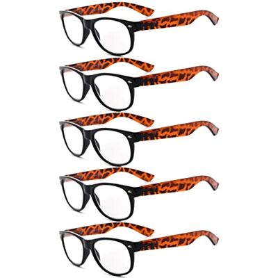 Eyekepper 5 Paia Occhiali da Lettura Montatura Plastica Anni 80 Cerniere a Molla Lente Trasparente Lettori Colore Tartaruga 3.50 Eyekepper 5 Paia Occhiali da Lettura Montatura Plastica Anni 80 Cerniere a Molla Lente Trasparente Lettori Colore Tartaruga 3.50