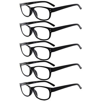 Eyekepper 5 Paia Occhiali da Lettura Vintage Lettori per Leggere Uomo Donna Lenti Trasparente Primavera Cerniere Nero Diottria 0.50 Eyekepper 5 Paia Occhiali da Lettura Vintage Lettori per Leggere Uomo Donna Lenti Trasparente Primavera Cerniere Nero Diottria 0.50