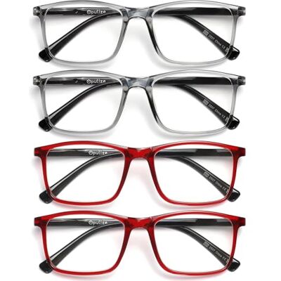 Occhiali da lettura Opulize RRRR4-77ZZ-250 Unisex - Rettangolari, Grigio/Rosso scuro Occhiali da lettura Opulize RRRR4-77ZZ-250 Unisex - Rettangolari, Grigio/Rosso scuro