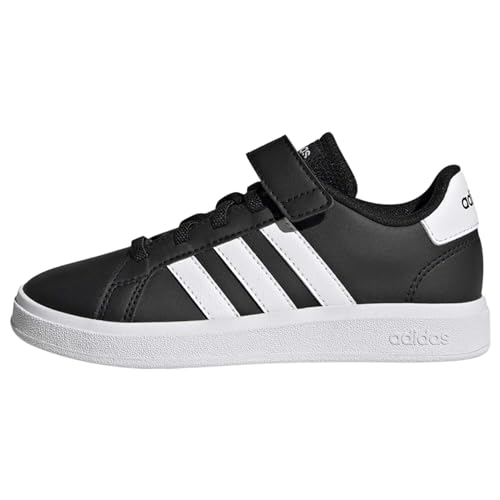 Adidas Grand Court Elastic Lace And Top Strap Shoes, Sneaker Unisex Bambini e ragazzi, Core Black Ftwr White Core Black, 33 EU