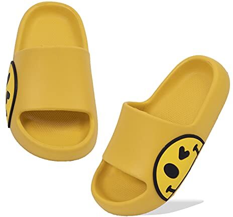 Waysoland Ciabatte donna uomo estive da Spiaggia Sandali,Ciabatte Morbide per bambini bagno,Doccia,pantofole antiscivolo infradito per interni ed esterni(giallo,31/32 EU)