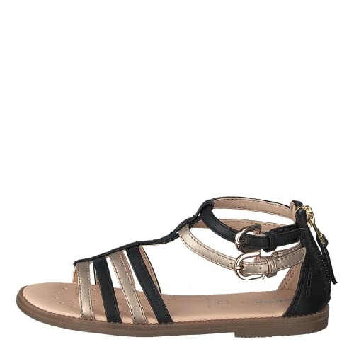 Geox J Sandal Karly Girl, Nero Grigio Black Platinum, 38 EU