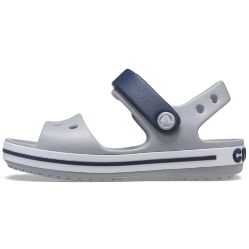 Crocs Crocband Sandal Kids, Sandali Unisex per Bambini, Leggeri e dalla Vestibilità Sicura, con Dettagli Grigio Chiaro/Azzurro Marino, Taglia 29-30 EU