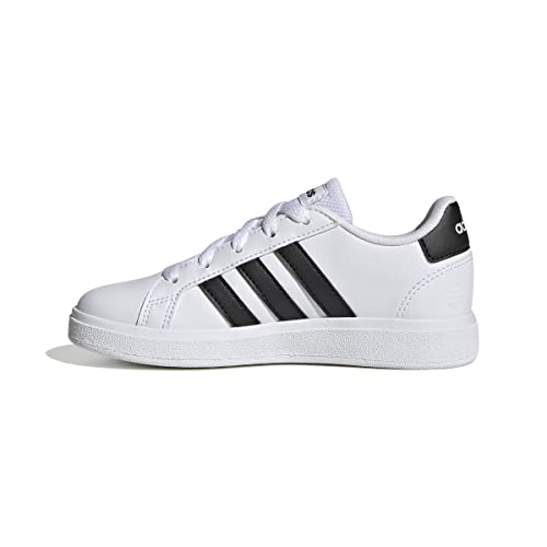 Adidas Grand Court Lifestyle Tennis Lace-up Shoes, Sneaker Unisex Bambini e ragazzi, Ftwr White Core Black Core Black, 38 2/3 EU