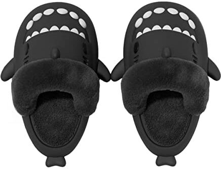 ChayChax Ciabatte Squalo Estive Open Toe Donna Uomo Bambini Coppia Ciabatte da Doccia con Squali Simpatico Cartone Animato，Nero squalo，32/33 EU