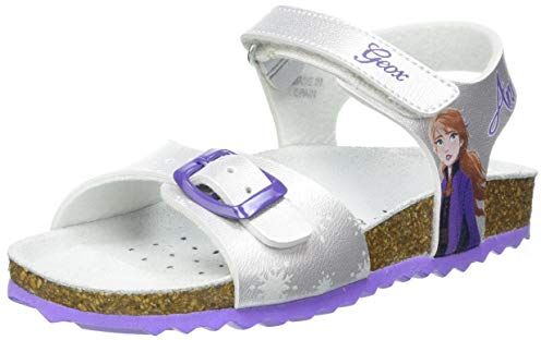 Geox J Adriel Girl C, Sandali, Argento/Viola (Silver/Lilac), 38 EU