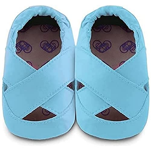 Shoo Shoos – Scarpette Primi di pelle suola morbida, taglia L, stile Ballerina blu