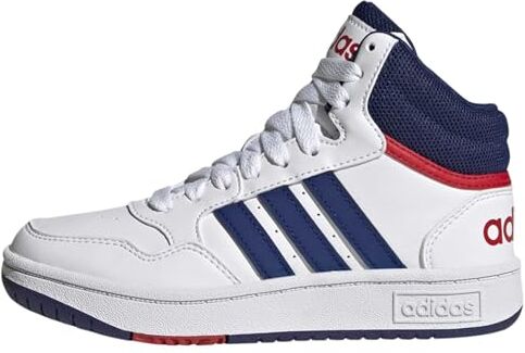 Adidas Hoops Mid Shoes, Sneakers Unisex Bambini e ragazzi, Ftwr White Victory Blue Better Scarlet, 39 1/3 EU