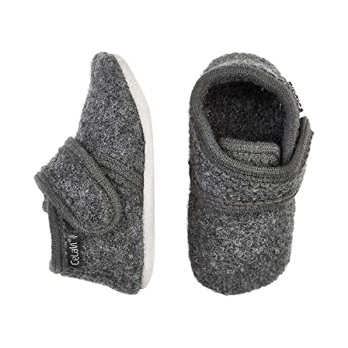 Celavi Baby Wool slippers Mocassino, Deep stone grey,