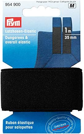 Prym , 35 mm, nero Salopette elasticizzata, colore, 76% PES 24%