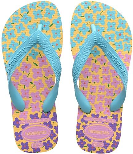 Havaianas Kids Flores, Infradito, Bambine e ragazze, Caja Giallo Blu, 23/24 EU