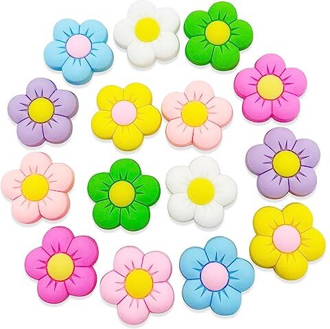 MUSELK 16 ciondoli a forma di coccodrillo per bambini, ciondoli a forma di fiore, per zoccoli e scarpe, accessori per braccialetti, scarpe, decorazioni per ragazze, ragazzi e adulti, PVC