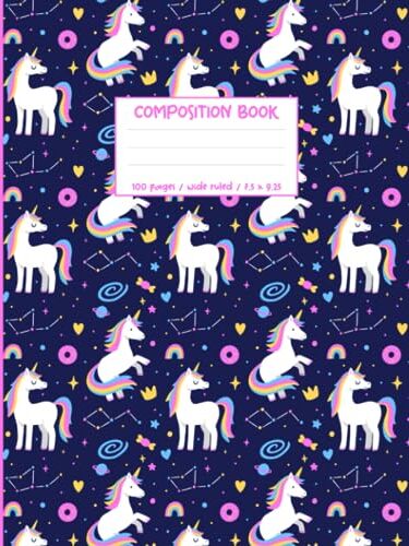 world, dream Composition Notebook Wide Ruled: Unicorns Notebook For School, Girls, Boys, Kids, Students   100 pages / Wide ruled / 7.5 x 9.25 inches