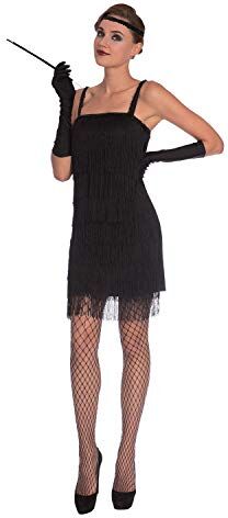 amscan - Black Flapper Costume da Vestito, Colore Nero, Child 14-16 Anni,