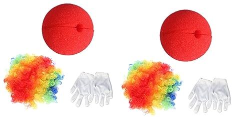 Didiseaon 6 Pezzi Creativi Costumi Colorati Parrucche Vestito Costume Per Bambini Guanti Clown + Uomini Bianchi Forniture Per Feste Prestazioni Di Colore Accessori Per Giullare