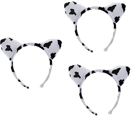 FRCOLOR 3Pcs Mucca Turbante Costume Mucca Per Adulti Orecchie Di Gatto Bianco Per In Stile Gatto Del Partito Cosplay Del Costume