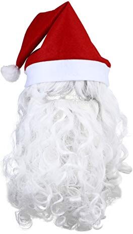 Beaupretty Set di 3 parrucche natalizie e barba, parrucca di Babbo Natale e barba, costume cosplay per adulti