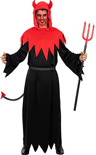 Funidelia Costume da diavolo da per uomo Demoni, Diavoli, Horror Costume per Adulto e accessori per Feste, Carnevale e Halloween Taglia M Rosso