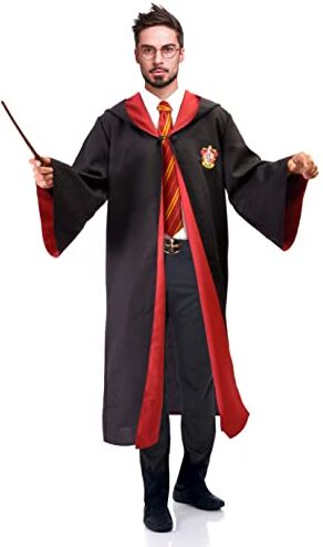 Ciao Mantello Gryffindor Deluxe Originale Harry Potter, Con Stemma Ricamato e Cravatta, Unisex Adulto, Nero/Rosso, Taglia Unica