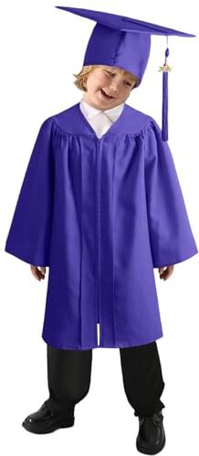 Generic Abito da Laureato Set, Toga Laurea Per Bambini Asilo Costumi Laurea e Tocco Cappello Laurea Costume da Laureato per Bambini Studenti Elementare Medi Linea Costume Travestimento (Purple, 8-9 anni)