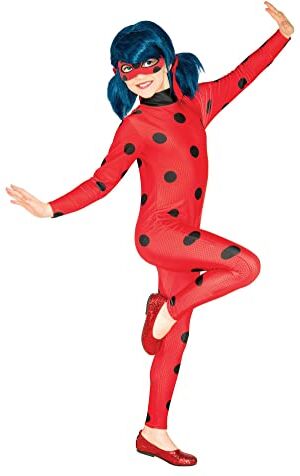 Rubie's Rubies Costume Ladybug Classic per bambina, Tuta stampata e maschera, Licenza Ufficiale Miraculous Ladybug per Carnevale, Cumpleanno e Feste