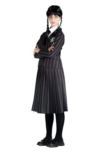 Ciao -mercoledì Addams Divisa Nevermore Academy Costume Bambina Ragazza Originale Wednesday (Taglia Parrucca Travestimento, Colore Nero, Grigio,