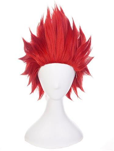 YEAJION Kirishima Eijiro Cosplay Parrucca Corta Rosso Anime My Hero Academia Cosplay Costume Eijiro Kirishima Wig Natale Halloween Carnevale Party Performance Costume Accessori Adulti