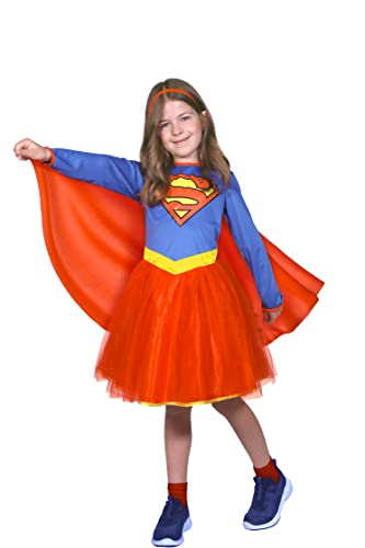 Ciao -SuperGirl Fashion Costume Travestimento Bambina Originale DC Comics (Taglia 10-12 Anni) con Gonna in Tulle, Colore Blu, Rosso,