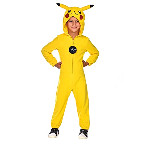 amscan -Costume Costume da ragazzo Pokemon Pikachu-Età 8-10, Giallo, Regular,