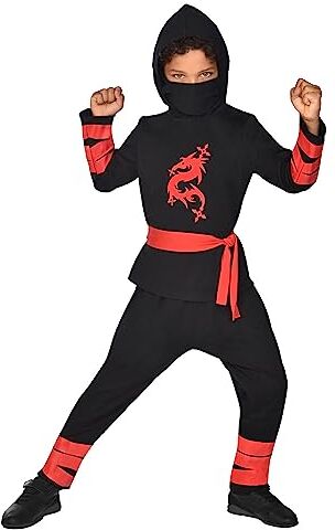 amscan Costume da guerriero Ninja Drago Bambini, Nero, 12-14 anni