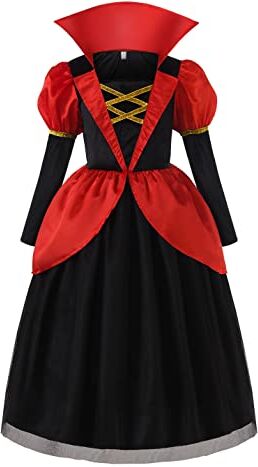 ReliBeauty Costume Vampira Bambina Halloween Carnevale,12-14 anni