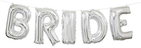 Unique Party Palloncino in Lamina d'Argento da 35,6 cm   Kit di striscioni con Lettera Bride, Plastica, Silver