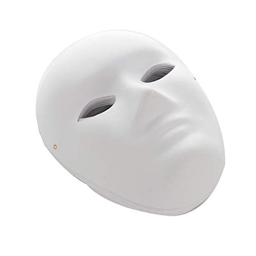 JYCRA Maschera bianca fai-da-te, 12 maschere di carta da dipingere, maschera per cosplay, Halloween, martedì grasso (6 maschili + 6 femminili)