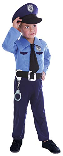 Ciao - Poliziotto Costume Bambino con Muscoli pettorali Imbottiti (Taglia 4-6 Anni) Carnevale, Colore Blu, 4,