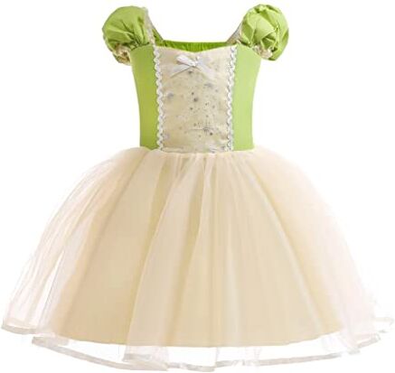 Lito Angels Vestito Costume da Principessa Tiana e il Ranocchio per Bambina Taglia 4-5 anni, Verde