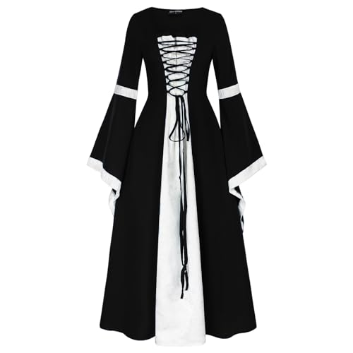 Generico Costume Dama Del Medievale Gotico Spalle Scoperte Costume Strega Donna Punk Vintage Vestito Medievale Vittoriano Vestiti Carnevale Cosplay Costume Principessa Sera Costume Da (#A-White, XL)