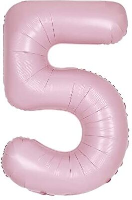 Unique Party 13885 Palloncino Gigante Numero 5-86 cm Rosa Confetto Opaco