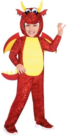 amscan Costume di Halloween per bambini con drago rosso 4-6 anni