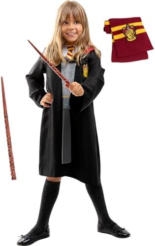 Funidelia Costume da Hermione Granger con accessori per bambina Grifondoro, Maghi, Films & Series, Hogwarts Costume per bambini e accessori per Feste, Carnevale e Halloween Taglia 5-6 anni