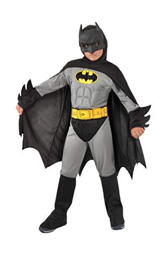 Ciao -Batman Classic costume bambino originale DC Comics (Taglia 5-7 anni) con muscoli pettorali imbottiti, Colore Grigio/Nero,