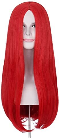 LINLINCD -ig Anime Cosplay 26 pollici Lungo Liscio Rosso Parrucca Costume Sally Parrucca per Donne Parte centrale Sintetica Halloween Cosplay Parrucche