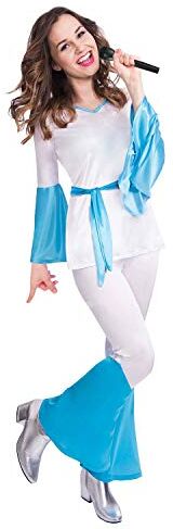 amscan -Set Costume da Regina Pop 70, 14-16 Anni, 3 Pezzi, Colore Bianco,