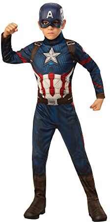 Rubie's Rubies 700647 Costume Capitan America Endgame, Per bambini, Tuta, copristivali e maschera, Oficiale Marvel, Multicolore, Taglia M (5-7 anni)