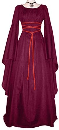 Generico Abito Da Donna In Stile Medievale Gotico Spalle Scoperte Costume Strega Donna Punk Vintage Vestito Medievale Vittoriano Vestiti Per Halloween, Carnevale, Strega Cosplay Vestito Principessa Donna