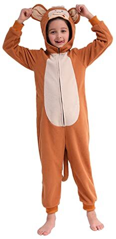 Rabtero Bambini Animale Onesie Costume, Unisex Monkey Costume, Monkey Onesie, Bambini Halloween/Natale/Carnevale Festival Costume per Bambini 4-6