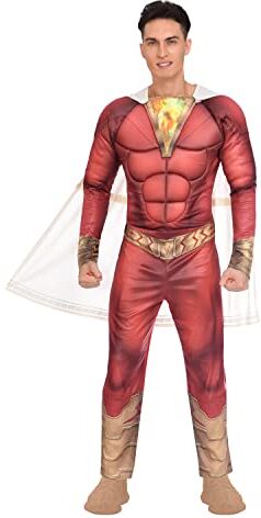 amscan - Shazam Costume da Supereroe per Adulti, Taglia L, 1 Pezzo, Rosso, L,