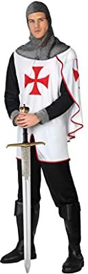 Atosa Costume Crociate Cavaliere Uomo M-L Grigio-Carnevale Tinta Unita