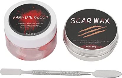 ZJchao Kit Trucco Sangue Finto Sfx Cera per Cicatrici, Kit per Cera per Cicatrici Cosplay Fai-da-te Effetto Vivido Acciaio Inossidabile Materiale ABS Stile Horror Trucco per il Viso di Halloween, Kit per il