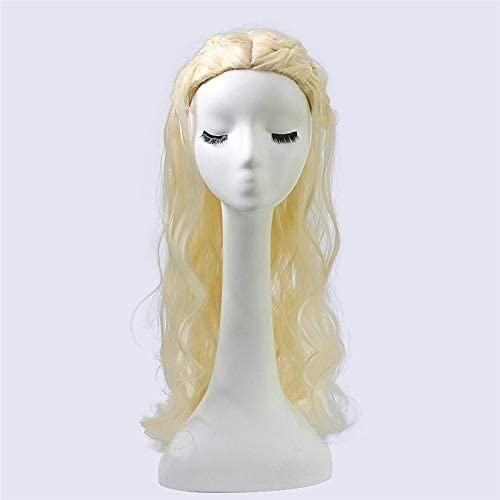 LINLINCD Parrucca cosplay anime Game of Thrones Cosplay Parrucca Drago Madre Daenerys Targaryen Gold Long Wavy Bionda Haarping Halloween Party Costume Parrucche